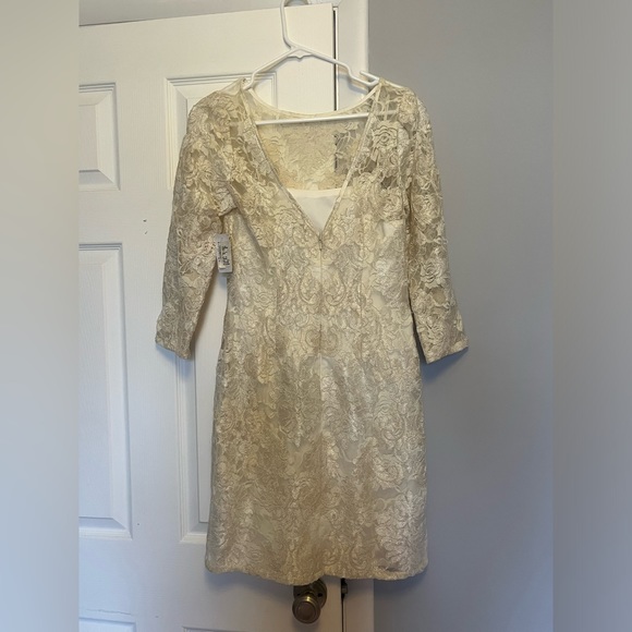 Cream lace evening dress - Picture 2 of 8